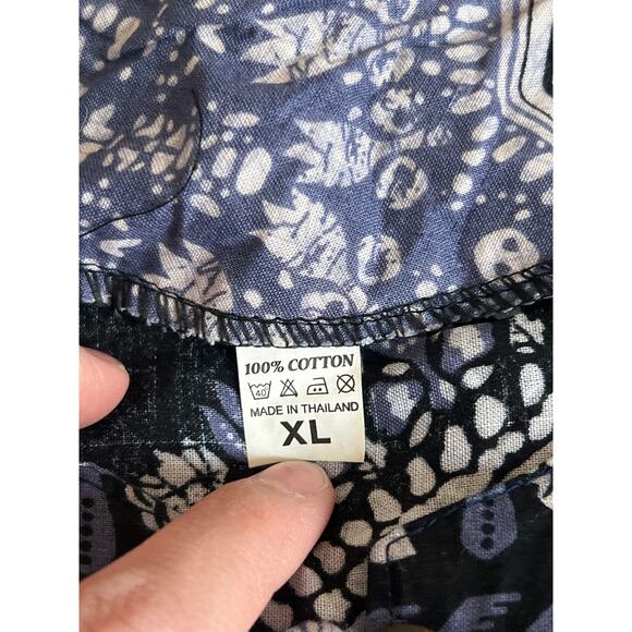 No brand blue and black boho beach coverup high slit on‎ sides 100% cotton sz XL - Picture 3 of 5